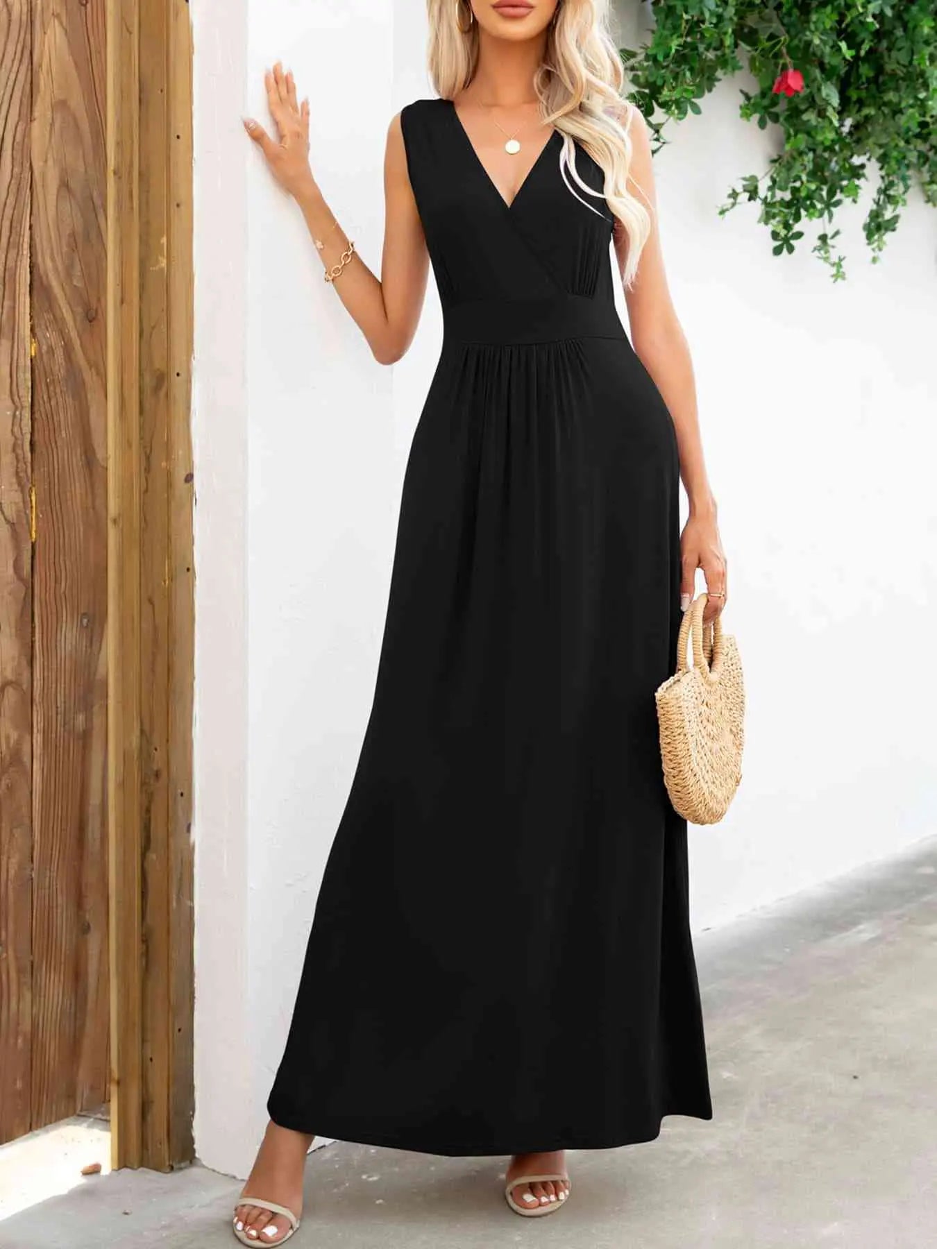  Neck Sleeveless Maxi Dress -BazaarBey - www.shopbazaarbey.com