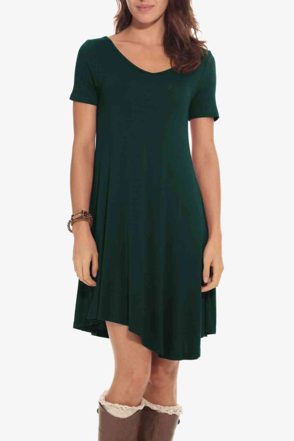 Short Sleeve V-Neck Knee-Length Dress -BazaarBey - www.shopbazaarbey.com