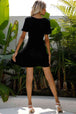 Round Neck Short Sleeve Mini A-Line Dress -BazaarBey - www.shopbazaarbey.com