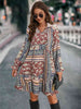 Printed Tie Front Flounce Sleeve Dress -BazaarBey - www.shopbazaarbey.com