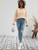 Exposed Seam Dropped Shoulder Slit Sweater Trendsi
