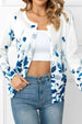  Floral Button Front Round Neck Cardigan Trendsi