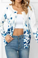  Floral Button Front Round Neck Cardigan Trendsi