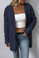 Cable-Knit Dropped Shoulder Hooded Cardigan Bazaarbey
