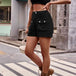 Cuffed Denim Shorts with Pockets Bazaarbey