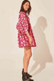 Floral Tie Neck Lantern Sleeve Dress -BazaarBey - www.shopbazaarbey.com
