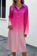 Gradient Long Sleeve Shirt Dress -BazaarBey - www.shopbazaarbey.com
