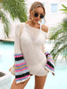 BazaarBey Rainbow Stripe  Boat Neck Cover-Up 