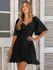 Smocked Tie Back Ruffle Hem Dress -BazaarBey - www.shopbazaarbey.com