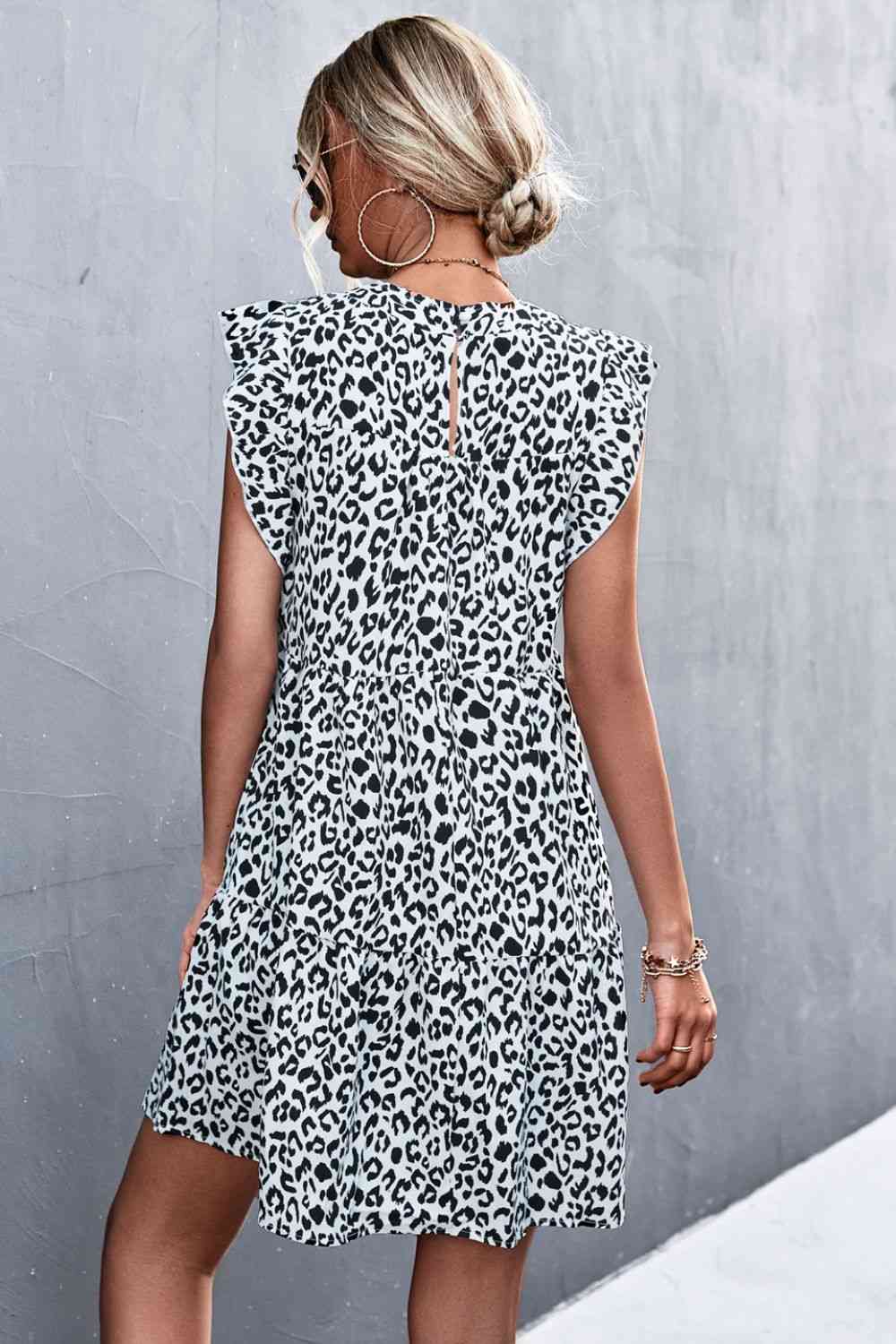 Leopard Round Neck Mini Dress -BazaarBey - www.shopbazaarbey.com