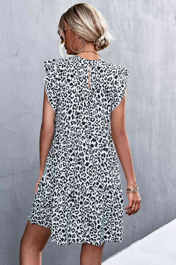 Leopard Round Neck Mini Dress -BazaarBey - www.shopbazaarbey.com