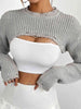 Distressed Long Sleeve Cropped Sweater Trendsi
