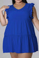 Plus Size V-Neck Frill Trim Mini Dress -BazaarBey - www.shopbazaarbey.com