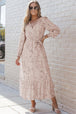 Printed Tie Front Ruffle Hem Dress Bazaarbey