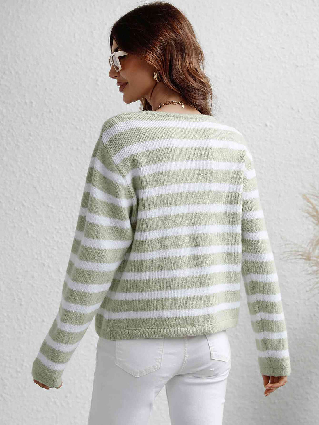  Striped Button Front Cardigan Trendsi