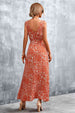 Printed V-Neck Tie Waist Maxi Dress Bazaarbey