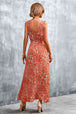 Printed V-Neck Tie Waist Maxi Dress Bazaarbey