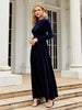 Tie Front Round Neck Long Sleeve Maxi Dress Bazaarbey
