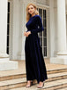 Tie Front Round Neck Long Sleeve Maxi Dress Bazaarbey