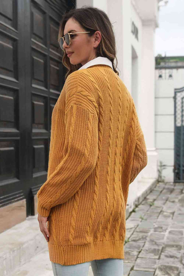 Open Front Longline Cardigan with Pockets Bazaarbey