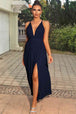 Sleeveless Plunge Neck Slit Maxi Dress Bazaarbey