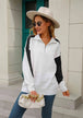 Two-Tone Collared Neck Dropped Shoulder Knit Top Trendsi