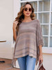 Striped Boat Neck Poncho with Fringes Bazaarbey