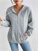 Zip Up Drawstring Long Sleeve Hoodie with Pockets Trendsi