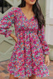 Floral Smocked V-Neck Flounce Sleeve Dress -BazaarBey - www.shopbazaarbey.com