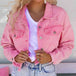Distressed Raw Hem Dropped Shoulder Denim Jacket Bazaarbey