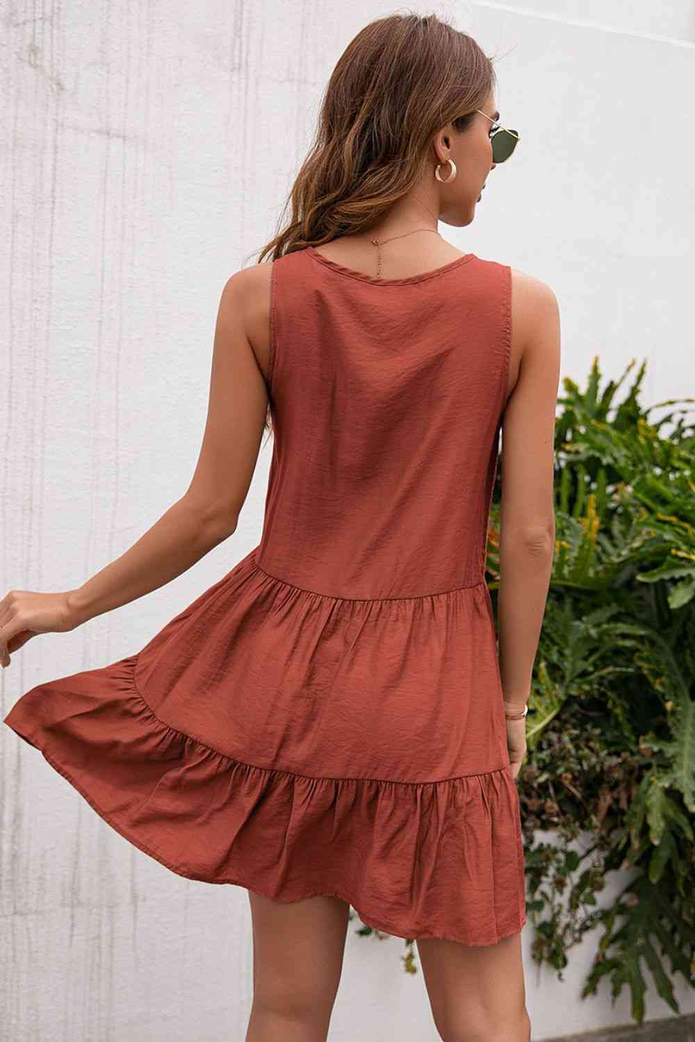 Tassel Tie Lace Trim Sleeveless Dress -BazaarBey - www.shopbazaarbey.com