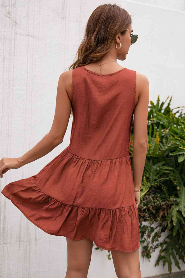 Tassel Tie Lace Trim Sleeveless Dress -BazaarBey - www.shopbazaarbey.com