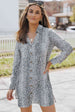 Printed Collared Neck Slit Mini Dress -BazaarBey - www.shopbazaarbey.com