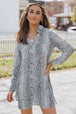 Printed Collared Neck Slit Mini Dress -BazaarBey - www.shopbazaarbey.com
