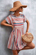 Striped Round Neck Dress -BazaarBey - www.shopbazaarbey.com