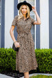 Animal Print Short Sleeve Belted Dress -BazaarBey - www.shopbazaarbey.com