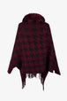 Houndstooth Fringe Hem Poncho Bazaarbey