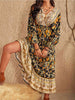 V-Neck Smocked Balloon Sleeve Dress -BazaarBey - www.shopbazaarbey.com