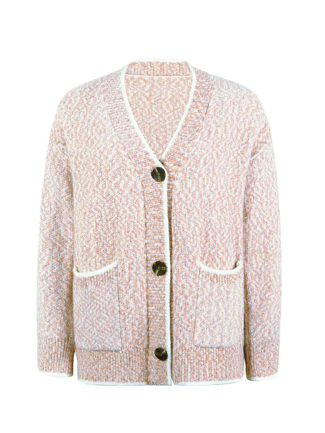 Button Down V-Neck Cardigan with Pockets Trendsi