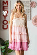 Color Block  Ruffled Tiered Spaghetti Strap Dress -BazaarBey - www.shopbazaarbey.com