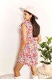  Floral Tie Neck Cap Sleeve Dress -BazaarBey - www.shopbazaarbey.com