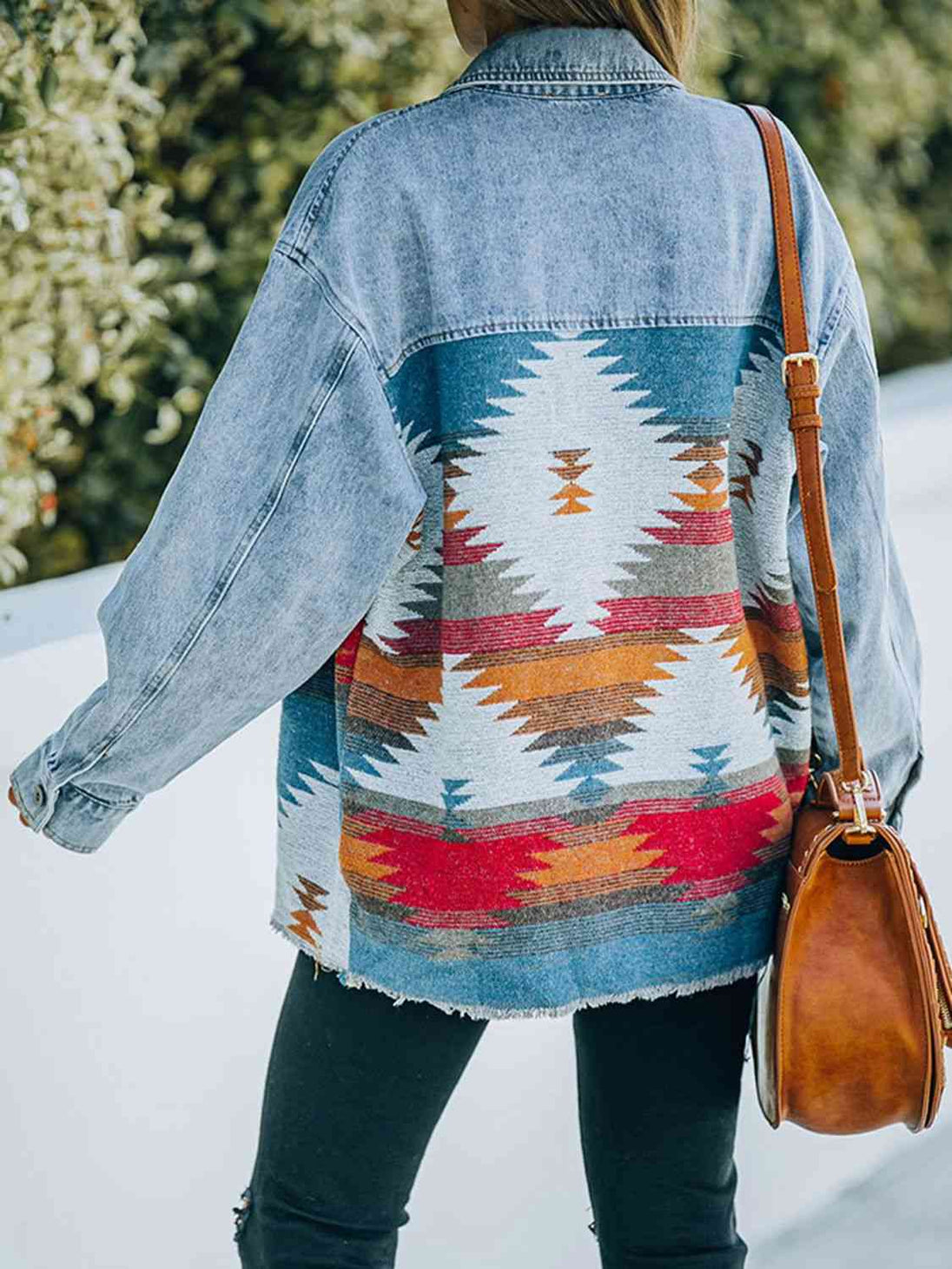 Collared Neck Dropped Shoulder Denim Jacket Bazaarbey