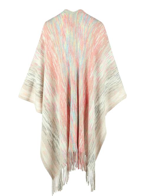 Heathered Fringe Hem Poncho Bazaarbey