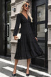 Tiered Ruched Button Up Midi Dress -BazaarBey - www.shopbazaarbey.com