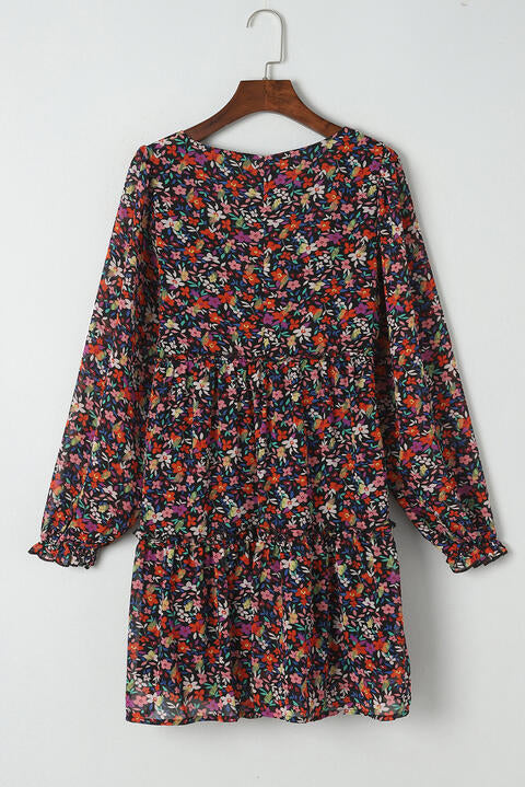 Floral Long Sleeve Mini Dress -BazaarBey - www.shopbazaarbey.com