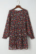 Floral Long Sleeve Mini Dress -BazaarBey - www.shopbazaarbey.com