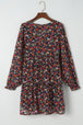 Floral Long Sleeve Mini Dress -BazaarBey - www.shopbazaarbey.com