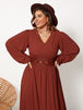 Plus Size Lace Detail V-Neck Balloon Sleeve Dress -BazaarBey - www.shopbazaarbey.com