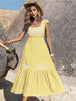 Embroidered Square Neck Ruffle Hem Dress -BazaarBey - www.shopbazaarbey.com