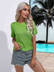 BazaarBey Cable-Knit Round Neck Short Sleeve Knit Top 